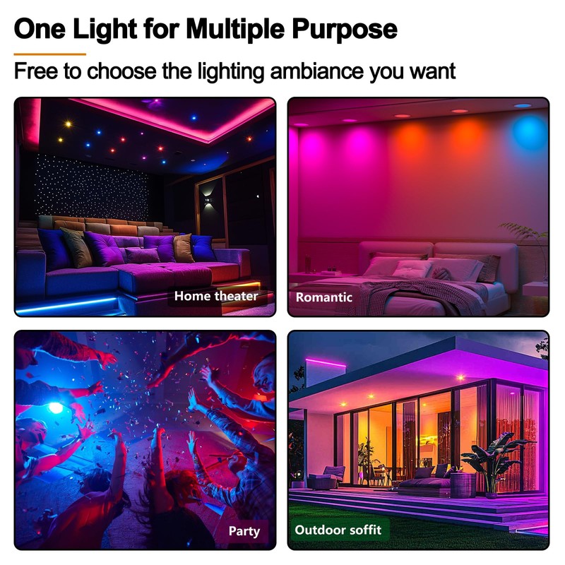 Recessed Lighting 4 Inch RGBCW Color Changing 12W LED Downlights