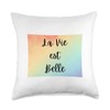 GoodWords La Vie Est Belle Tee Throw Pillow, 18x18, Multicolor