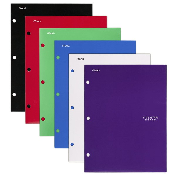 Five Star 4 Pocket Folders, 2 Pocket Folders Plus 2 Additional Pockets, Assorted Colors, Color Will Vary, 6 Pack (38058)
