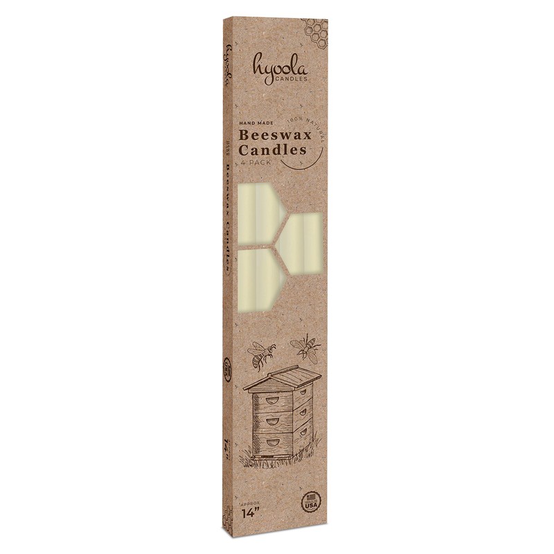Hyoola 14" Beeswax Taper Candles - 14 Hour Burn Time