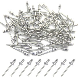 BESTYCHAO 100pcs Aluminium Blind Rivet 4mm x 8mm, Open End Rivet Pop Rivet, Pack of 100 (Silver)