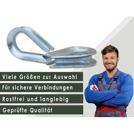 CHILO® Wire Rope Thimbles - Super Strong, Rustproof - [3 mm 5 mm] Eyelet for Wire Rope/Steel Cable/Steel Cable Pack of 5 and 10 Thimbles Galvanised (5 mm, Pack of 5)