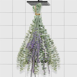 Glicrili 68 PCS Dried Eucalyptus Stems & Lavender Flowers Bundle for Shower,17'' Natural Real Live Eucalyptus Leaves & Aromatic Lavender Shower Plant, Mother's Day, Home Decoration,Fragrance