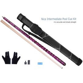 AB Earth Ergonomic Design 13mm Tip 58" Maple Pool Cue Stick Kit with Hard Case (Purple, 19oz)