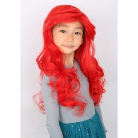 Topcosplay Mermaid Wig, Children's Cosplay Wig, Red, Curly, Curly Hair, Halloween, Wig, Costume, Theatrical Costume, One Size Fits Most, Cultural Festivals, Net Included