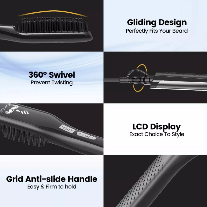 Dovich 3 in 1 Dovich Unique Design Beard Straightener for