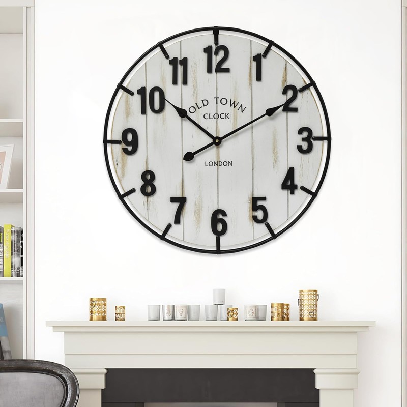 Large Old Town Farmhouse Wall Clock – 24 Inches Rustic