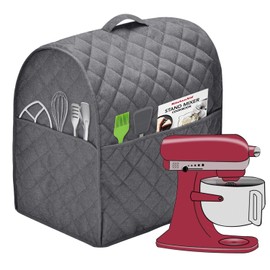 Stand Mixer Dust Cover with 3 Pockets Compatible with KitchenAid Tilt Head, Easy Cleaning,Can Ironable (Dark Gray, Fits for 4.5-Quart and All 5-Quart)