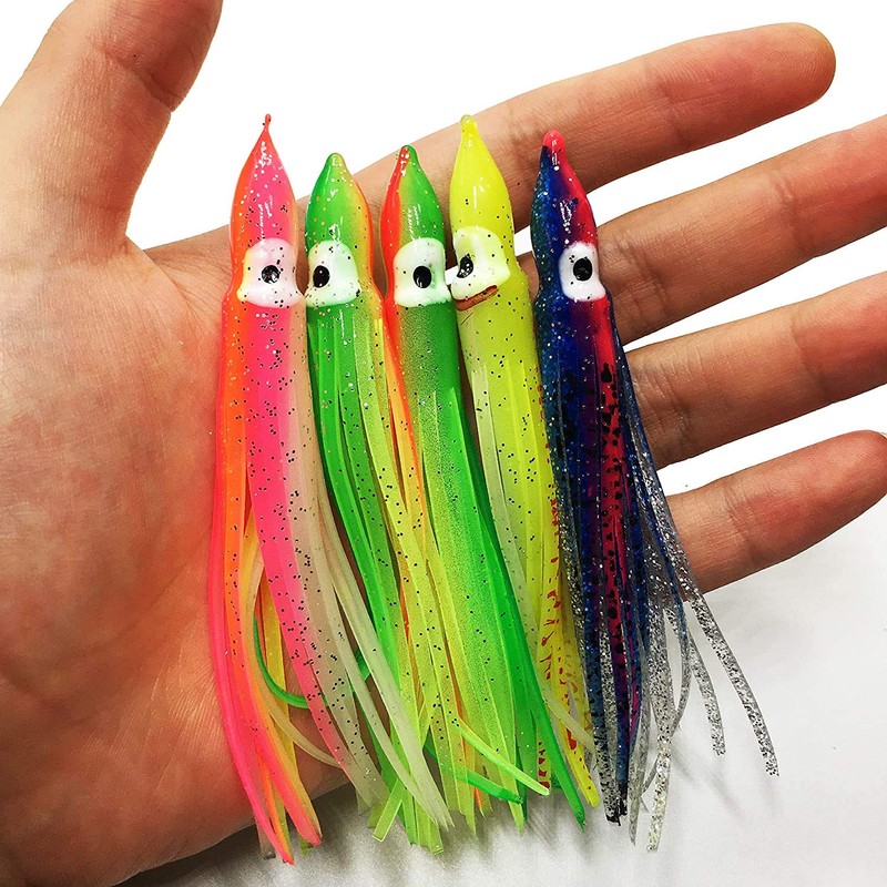 ANCLLO 30 Pieces Multicolor Soft Octopus Lures Squid Rock Baits