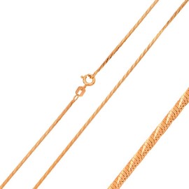 Sterling Silver 925 Rose Gold Plated Snake Diamond-Cut Slash Chain 0.8mm Italy 18"