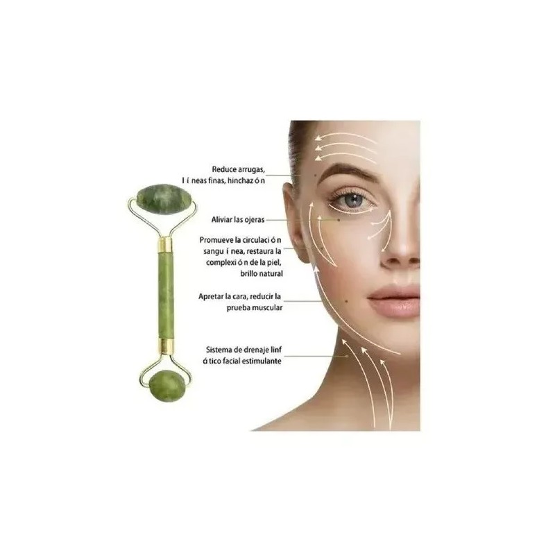 CB Rodillo De Jade Facial Antiedad Verde + 3 Mascarillas