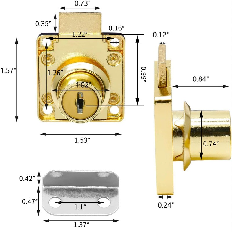 Jiozermi 2 Packs Drawer Lock with Keys, Desktop Lock with