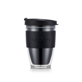 Bodum, Tazza da viaggio Joycup, a doppia parete, 0,3 l, con fascia nera, in plastica, 11889-01S
