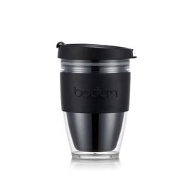 Bodum, Tazza da viaggio Joycup, a doppia parete, 0,3 l, con fascia nera, in plastica, 11889-01S