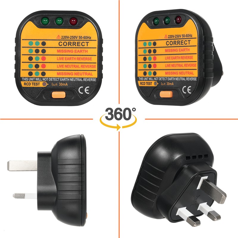 Socket Tester Portable Plug Outlet Circuit Tester Polarity Voltage Tester