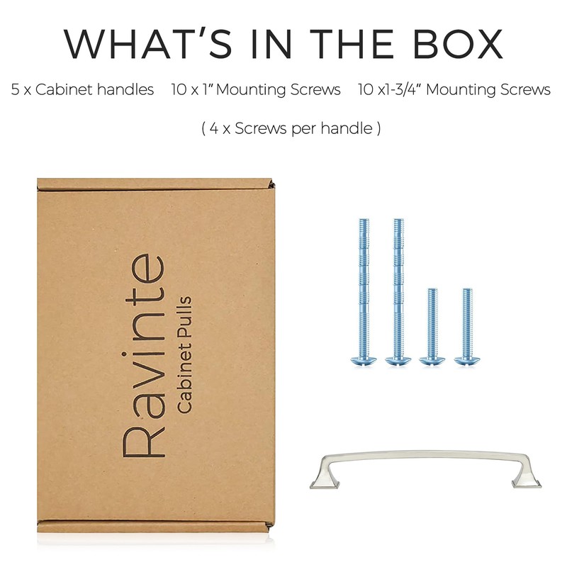 Ravinte 5 Pack Solid 6-1/4" Square Foot Cabinet Arch Pull