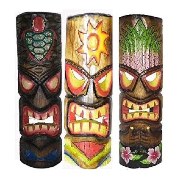20" Large Set of 3 Polynesian Hawaiian Tiki Style Wall