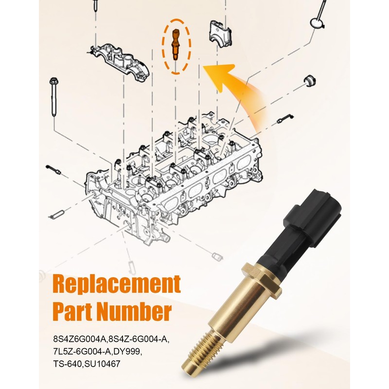 Cylinder Head Temperature Sensor with Connector Pigtail Harness Replace 8S4Z6G004A