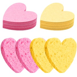 Scettar 20 Pieces Facial Cleansing Sponges Compressed Face Sponges Heart Sponge Facial Cleansing Makeup Remover