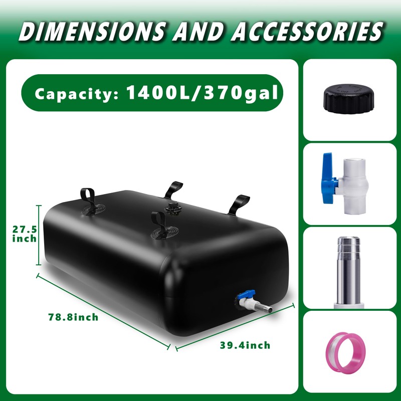 MXQMKL 1400 L/370 gal Water Bladder Storage Containers, Foldable Portable