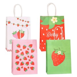 SKTMH 24 Pcs Strawberry Birthday Decorations Strawberry Bag Strawberry Gift Bags Strawberry Candy Bags Strawberry Treat Bags Strawberry Goodie Bags Strawberry Snack Bags Berry Candy Bags Berry First Birthday Decorations Berry 1st Birthday Decorations Ber