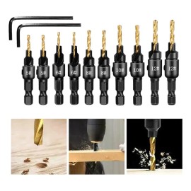 Kit 10 Broca Avellanadora Madera Vastago Carpintero Tornillo