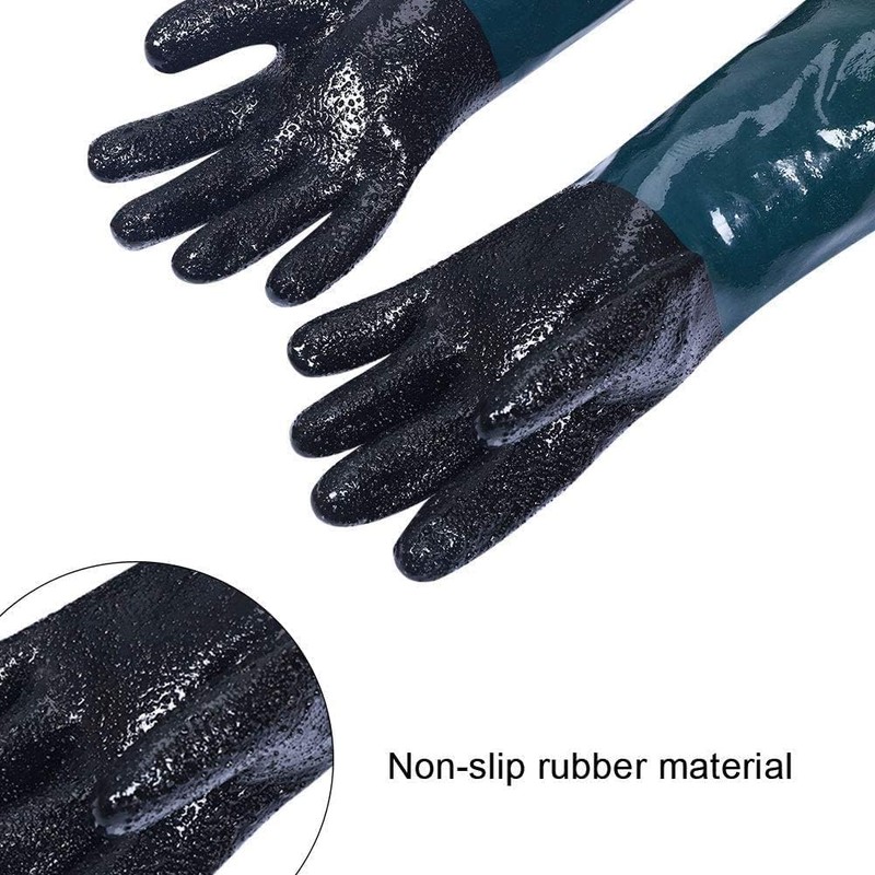 HJSSAA Sandblasting Gloves, 23.6 Inch Rubber Gloves for Sandblasting Cleaning