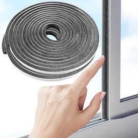 Brush Weather Stripping,Seal-Effective Weather Stripping for Doors & Windows,Insulation Strip for Gap Filling,Draft Stopper for Exterior Doors,Window Seal,and Conditioner,66ft x 0.4inch,Grey
