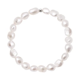 20 CM Cultured Freshwater Pearls Bracelet, Natural White Baroque Pearls Stretch Bracelet for Women