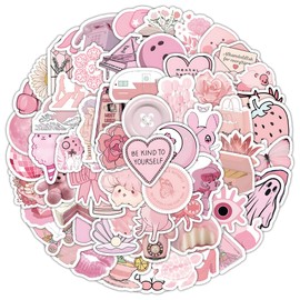 100Pcs Small Size Cute Pink Stickers, Coquette Stickers Packs for Water Bottle Mugs Laptops Phones Suitcases, Vinyl Waterproof Aesthetic Y2K Decals for Boys Girls Teens