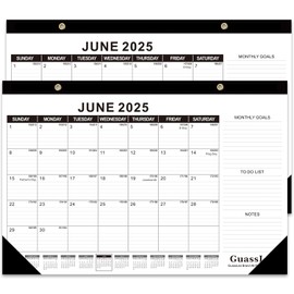 GuassLee Desk Calendar 2025, 2 Packs, 19 Months Calendar 17" × 11.5" Desk Calendar from June. 2025 to December. 2026 with Julian Date, To-do List, Notes, Monthly Goals, for Home School Office