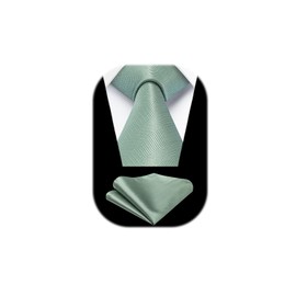 HISDERN Ties for Men Wedding Tie with Pocket Square Set Classic Tie Men's Formal Elegant Business Tie Party, sage green