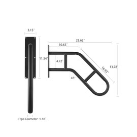 Handrails for Outdoor Steps,Stair Railing Indoor 1-3 Step，Hand Rails for Elderly, Porch Railing & Deck Hand Rail Wall Mount Stair Hand Grab Bars, U-Shape Safety Handle for Garage, Porch, Garden