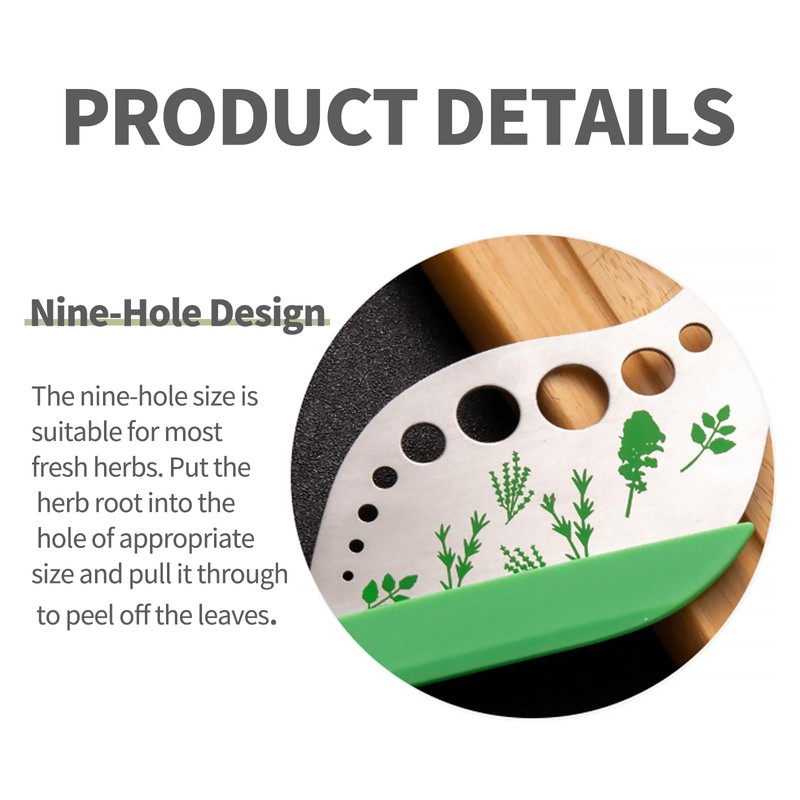 KOOLEVER Herb Stripper Tool 9-Hole Stainless Steel Herb Cutter, Herb