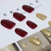 Yienate False Nails Red Round Head Gold Dust French Nails