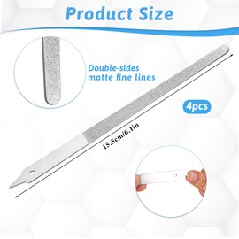 4 PCS 6 Inch Diamond Nails File for Natural Nails Diamond Dust Nail File Metal Stainless Steel Fingernail Files with Pointed Tip for Manicure, Pedicure