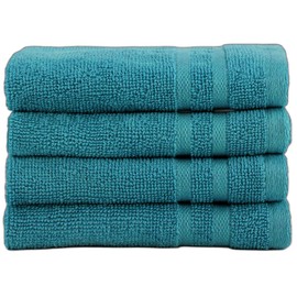 EDB 4X Face Cloth Super Soft 100% Egyptian Cotton Flannels Washcloths 800-GSM Luxury Premium Quality Quick Dry Towels 30 x 30 cm (Teal/Turquoise, 4 - FACE CLOTH)