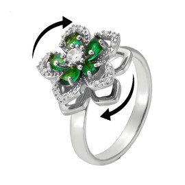 PZKQSAC Silver Flower Ring Sunflower Ring for Women Spinning Fidget Rings for Anxiety Open Adjustable Spinner Sun Crystal Rings Trendy Cubic Zirconia Rotating Jewelry