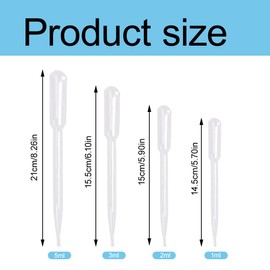 Plastic Transfer Pipettes, 40 PCS Pipettes, Plastic Transfer Pipettes Eye Dropper, Pipette Transfer Pipettes, for Essential Oil Pipette Makeup Tool, Transparent, 1mL, 2mL, 3mL, 5mL