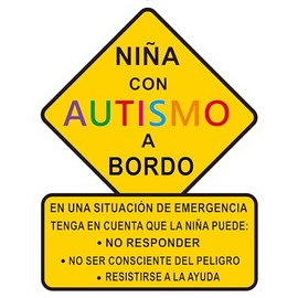 STICKY DUDE Niña con Autismo a Bordo, Calcomania Autismo para Carro, Spanish Mexico Autism Car Sticker, Car Truck Decal Sticker. Alert Responders, 5 inches