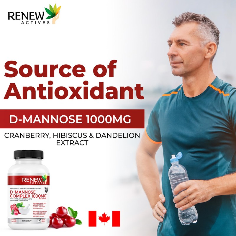 HIGH POTENCY Renew Actives D-Mannose & Cranberry Complex 1000MG –