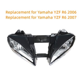 waltyotur Motorcycle Headlight Front Headlamp Replacement for Yamaha YZF R6 Headlight 2006 2007