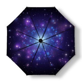 MRTLLOA 42/49 Inch Compact Windproof Travel Umbrella for Rain, Lightweight, Portable, Strong, Folding Umbrellas for Women and Men(42 inch,Starry Sky)