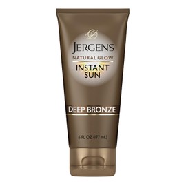Jergens Natural Glow Instant Sun Hidratante + Bronceador | Tono Oscuro | 6 onzas