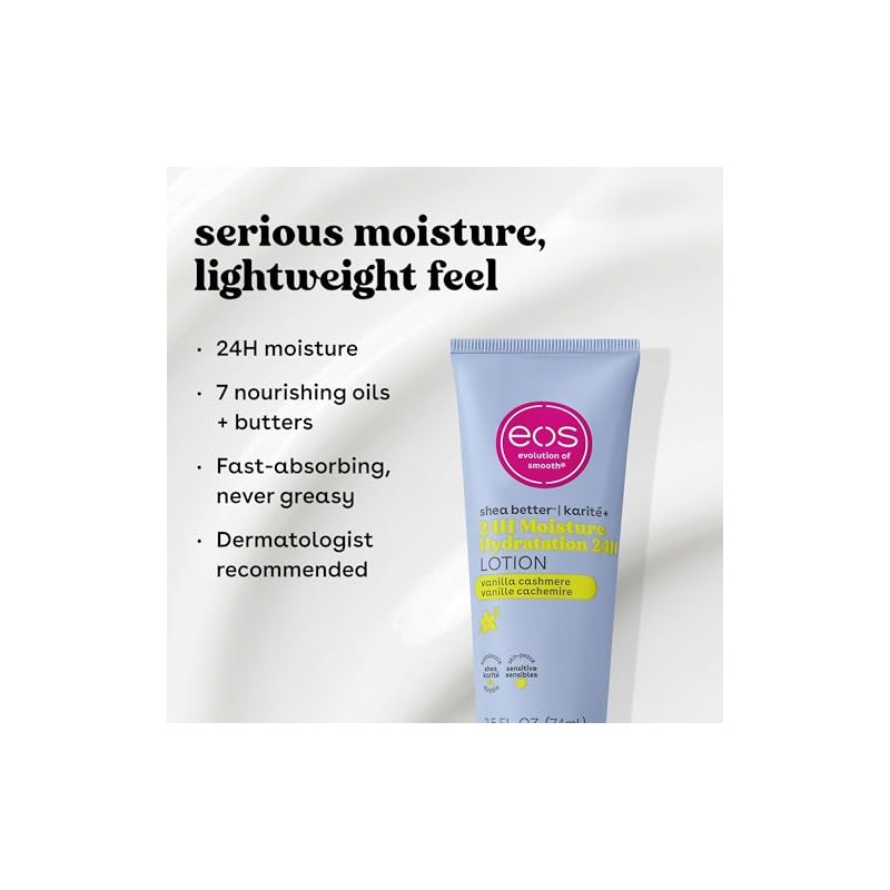eos 24H Moisture Travel Body Lotion- Vanilla Cashmere, Travel Size