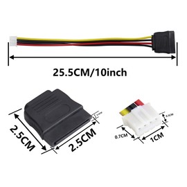 HCFeng PH 2.0mm 4Pin to 15Pin HDD SATA Power Cable Adapter Cable SATA15Pin Female to 4Pin Female ITX Cord Cable Converter Power Cable for Hard Drives Power [25cm/10inch]