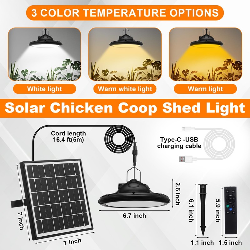 Grinsvalley Solar Chicken Coop Fan and Light Kit, 15W Powerful