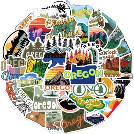50PCS Oregon Travel Stickers, Oregon Graffiti Pack Waterproof Vinyl Decals for Water Bottles Cup Laptop Mobile Phone Skateboard Outdoor Travel (Green-1)