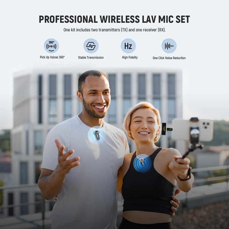 NEEWER Wireless Lavalier Microphone for iPhone Android Tablet PC Laptop