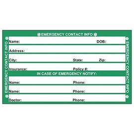 Emergency Medical Condition and Contact Wallet ID Card - with resealable Vertical Badge Holder (Green)
